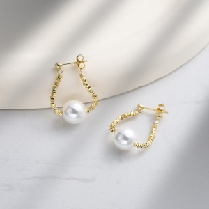 925 Sterling Silver Crushed Silver Bead Shell Pearl Drop Stud Earrings 40500077 925 Sterling Silver Crushed Silver Bead Shell Pearl Drop Stud Earrings 40500077