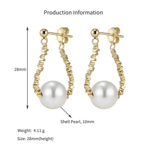 925 Sterling Silver Crushed Silver Bead Shell Pearl Drop Stud Earrings 40500077 925 Sterling Silver Crushed Silver Bead Shell Pearl Drop Stud Earrings 40500077