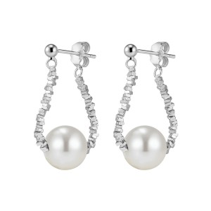 925 Sterling Silver Crushed Silver Bead Shell Pearl Drop Stud Earrings 40500077 925 Sterling Silver Crushed Silver Bead Shell Pearl Drop Stud Earrings 40500077
