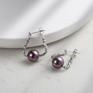 925 Sterling Silver Crushed Silver Bead Shell Pearl Drop Stud Earrings 40500077 925 Sterling Silver Crushed Silver Bead Shell Pearl Drop Stud Earrings 40500077