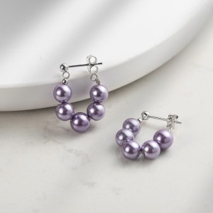 925 Sterling Silver Multi-Color Shell Pearl Beaded Half-Hoop Earrings 40500078 925 Sterling Silver Multi-Color Shell Pearl Beaded Half-Hoop Earrings 40500078