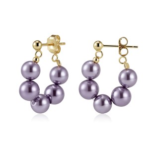 925 Sterling Silver Multi-Color Shell Pearl Beaded Half-Hoop Earrings 40500078 925 Sterling Silver Multi-Color Shell Pearl Beaded Half-Hoop Earrings 40500078