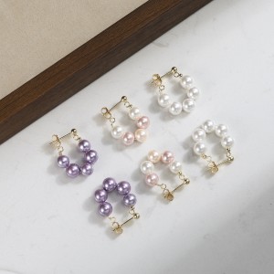 925 Sterling Silver Multi-Color Shell Pearl Beaded Half-Hoop Earrings 40500078 925 Sterling Silver Multi-Color Shell Pearl Beaded Half-Hoop Earrings 40500078