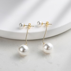 925 Sterling Silver Linear Chain Tassel Shell Pearl Drop Earrings 40500079 925 Sterling Silver Linear Chain Tassel Shell Pearl Drop Earrings 40500079