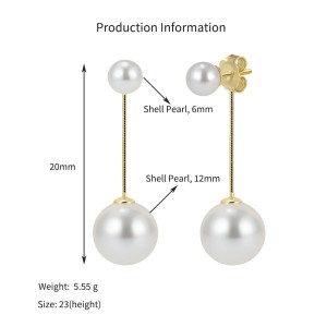 925 Sterling Silver Linear Chain Tassel Shell Pearl Drop Earrings 40500079 925 Sterling Silver Linear Chain Tassel Shell Pearl Drop Earrings 40500079