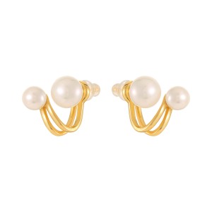 925 Sterling Silver Geometric Double Pearl Earrings 40500080 925 Sterling Silver Geometric Double Pearl Earrings 40500080