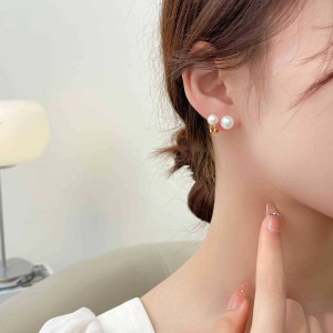 925 Sterling Silver Geometric Double Pearl Earrings 40500080 925 Sterling Silver Geometric Double Pearl Earrings 40500080