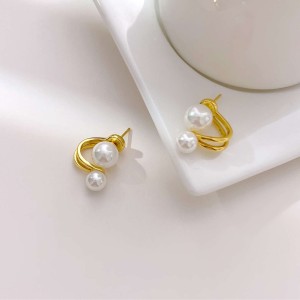 925 Sterling Silver Geometric Double Pearl Earrings 40500080 925 Sterling Silver Geometric Double Pearl Earrings 40500080
