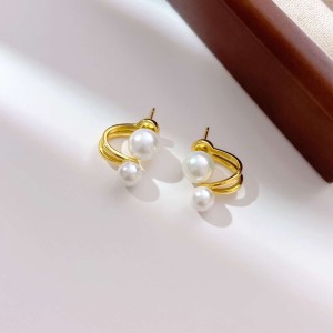 925 Sterling Silver Geometric Double Pearl Earrings 40500080 925 Sterling Silver Geometric Double Pearl Earrings 40500080