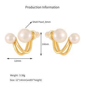 925 Sterling Silver Geometric Double Pearl Earrings 40500080 925 Sterling Silver Geometric Double Pearl Earrings 40500080