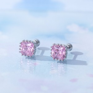 Square Zirconia Screw Back Earrings 40600002