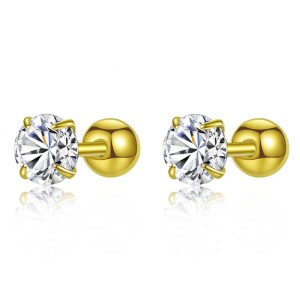 Round Zirconia Screwback Stud Earrings 40600022 Round Zirconia Screwback Stud Earrings 40600022