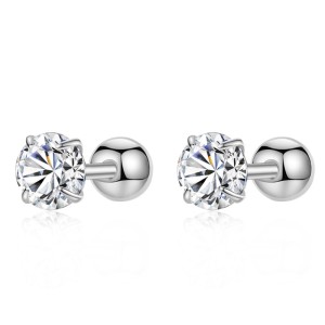 Round Zirconia Screwback Stud Earrings 40600022 Round Zirconia Screwback Stud Earrings 40600022