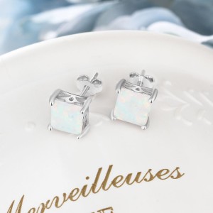 7mm Square Opal Stud Earring 40700015