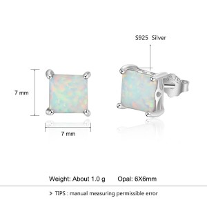 7mm Square Opal Stud Earring 40700015