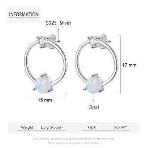Zirconia Round Opal Stud Earring 40700017