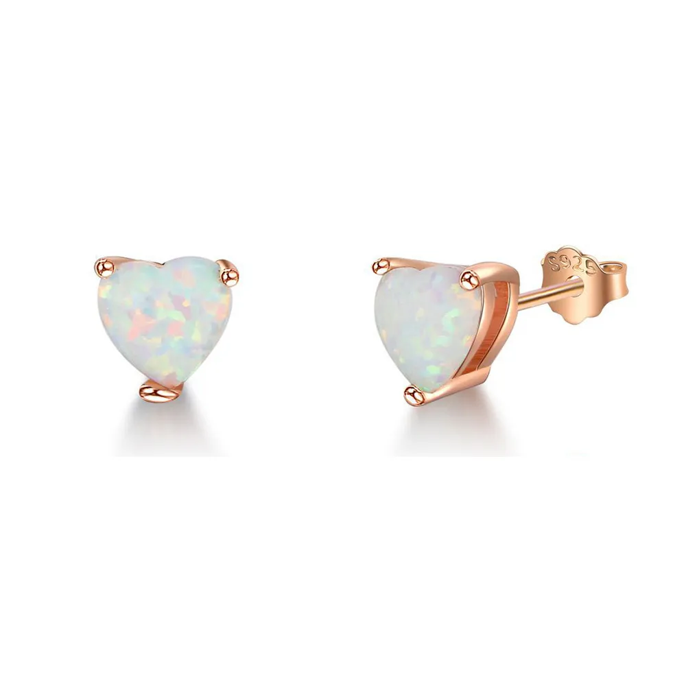 White Heart Opal Stud Earring 40700018 White Heart Opal Stud Earring 40700018