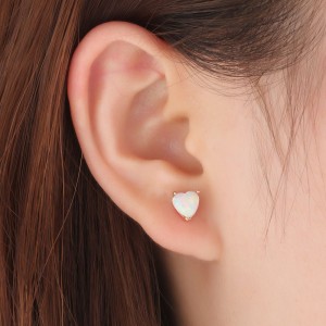 White Heart Opal Stud Earring 40700018 White Heart Opal Stud Earring 40700018