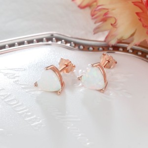 White Heart Opal Stud Earring 40700018 White Heart Opal Stud Earring 40700018