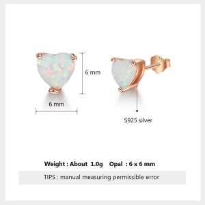 White Heart Opal Stud Earring 40700018 White Heart Opal Stud Earring 40700018