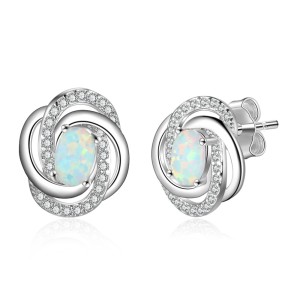 Vintage Zirconia Oval Opal Stud Earring 40700019 Vintage Zirconia Oval Opal Stud Earring 40700019