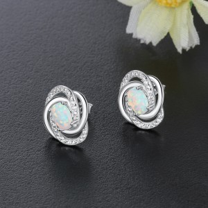 Vintage Zirconia Oval Opal Stud Earring 40700019 Vintage Zirconia Oval Opal Stud Earring 40700019