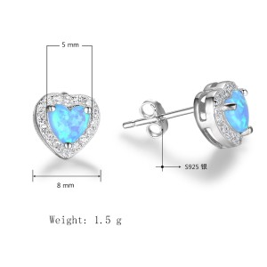 Zirconia Blue Heart Opal Stud Earring 40700020 Zirconia Blue Heart Opal Stud Earring 40700020