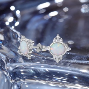 Vintage Zirconia Oval Opal Stud Earring 40700021 Vintage Zirconia Oval Opal Stud Earring 40700021