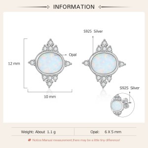Vintage Zirconia Oval Opal Stud Earring 40700021 Vintage Zirconia Oval Opal Stud Earring 40700021