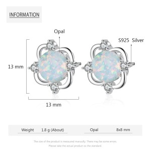 Zirconia Opal Flower Stud Earring 40700022