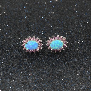 Vintage Zirconia Oval Opal Stud Earring 40700027 Vintage Zirconia Oval Opal Stud Earring 40700027