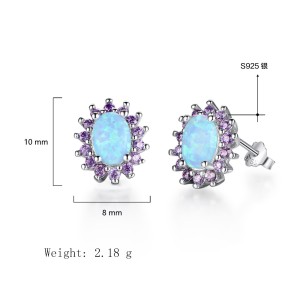 Vintage Zirconia Oval Opal Stud Earring 40700027 Vintage Zirconia Oval Opal Stud Earring 40700027
