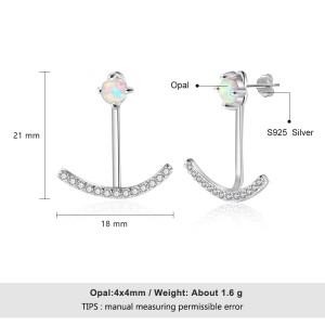 S925 White Opal Smile Zirconia Stud Earring 40700041