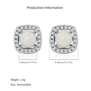 925 Sterling Silver Vintage Cushion Opal Stud Earrings 40700047