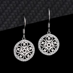 Cubic Zirconia Circle Flower Dangle Earring 50100005