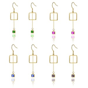 925 Sterling Silver Square CZ Tassel Dangle Earrings 50100009