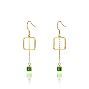 925 Sterling Silver Square CZ Tassel Dangle Earrings 50100009