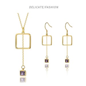 925 Sterling Silver Square CZ Tassel Dangle Earrings 50100009