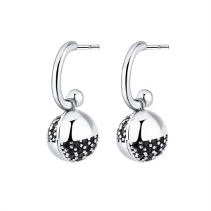 Black Zirconia Balls Dangle Earrings 50100016 Black Zirconia Balls Dangle Earrings 50100016