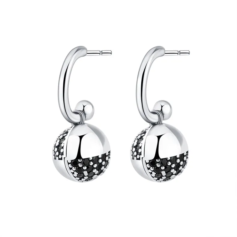Black Zirconia Balls Dangle Earrings 50100016 Black Zirconia Balls Dangle Earrings 50100016
