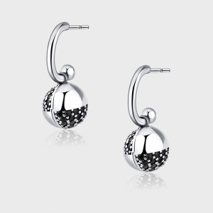 Black Zirconia Balls Dangle Earrings 50100016 Black Zirconia Balls Dangle Earrings 50100016