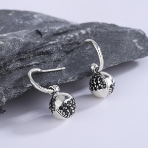 Black Zirconia Balls Dangle Earrings 50100016 Black Zirconia Balls Dangle Earrings 50100016