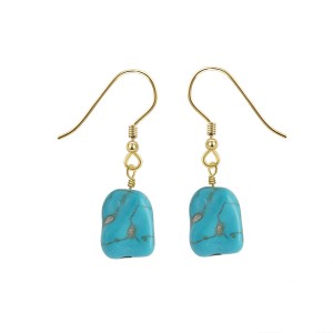 S925 Vintage Blue Turquoise Dangle Earring 50100030
