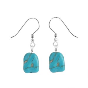 S925 Vintage Blue Turquoise Dangle Earring 50100030