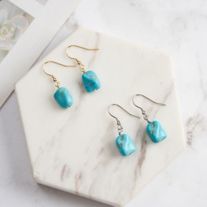 S925 Vintage Blue Turquoise Dangle Earring 50100030