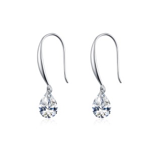 925 Sterling Silver Waterdrop Zirconia Dangle Earring 50100032