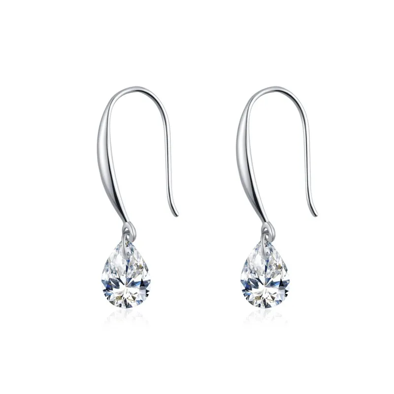 925 Sterling Silver Waterdrop Zirconia Dangle Earring 50100032
