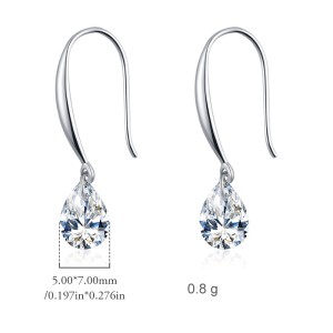 925 Sterling Silver Waterdrop Zirconia Dangle Earring 50100032