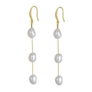 925 Sterling Silver Fresh Water Pearl Dangle Tassel Earring 50100033