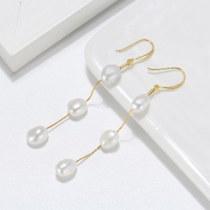 925 Sterling Silver Fresh Water Pearl Dangle Tassel Earring 50100033